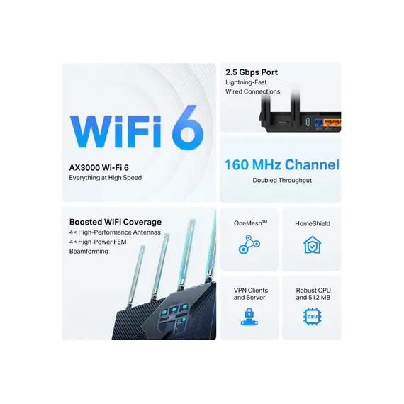 Wi-Fi როუტერი TP-link Archer AX55 Pro AX3000 Multi-Gigabit Wi-Fi 6 Router, 4 image - TechMall.geWi-Fi როუტერი TP-link Archer AX55 Pro AX3000 Multi-Gigabit Wi-Fi 6 Router, 4 image - TechMall.ge ,Wi-Fi როუტერი TP-link Archer AX55 Pro AX3000 Multi-Gigabit Wi-Fi 6 Router, 4 image - TechMall.ge