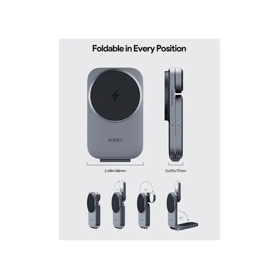 უსადენო დამტენი Aukey 3 in-1 15W LC-MC312 MagFusion Z Qi2 Foldable Wireless Charging Station - Gray, 5 image - TechMall.geუსადენო დამტენი Aukey 3 in-1 15W LC-MC312 MagFusion Z Qi2 Foldable Wireless Charging Station - Gray, 5 image - TechMall.ge ,უსადენო დამტენი Aukey 3 in-1 15W LC-MC312 MagFusion Z Qi2 Foldable Wireless Charging Station - Gray, 5 image - TechMall.ge