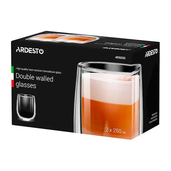 ჭიქა ARDESTO Double wall borosilicate glass mug set 250 ml 2 pcs, 2 image - TechMall.geჭიქა ARDESTO Double wall borosilicate glass mug set 250 ml 2 pcs, 2 image - TechMall.ge ,ჭიქა ARDESTO Double wall borosilicate glass mug set 250 ml 2 pcs, 2 image - TechMall.ge
