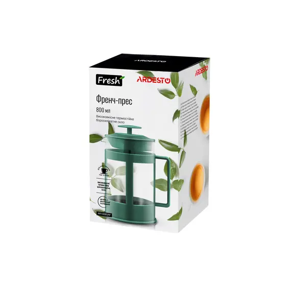 ჩაის დასაყენებელი ARDESTO French press Fresh, 800 ml, green, plastic, glass, 3 image - TechMall.geჩაის დასაყენებელი ARDESTO French press Fresh, 800 ml, green, plastic, glass, 3 image - TechMall.ge ,ჩაის დასაყენებელი ARDESTO French press Fresh, 800 ml, green, plastic, glass, 3 image - TechMall.ge
