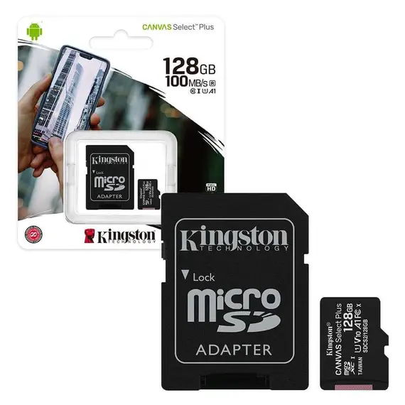 მეხსიერების ბარათი Kingston 128GB microSDXC C10 UHS-I R100MB/s Canvas Select Plus + SD, 2 image - TechMall.geმეხსიერების ბარათი Kingston 128GB microSDXC C10 UHS-I R100MB/s Canvas Select Plus + SD, 2 image - TechMall.ge ,მეხსიერების ბარათი Kingston 128GB microSDXC C10 UHS-I R100MB/s Canvas Select Plus + SD, 2 image - TechMall.ge