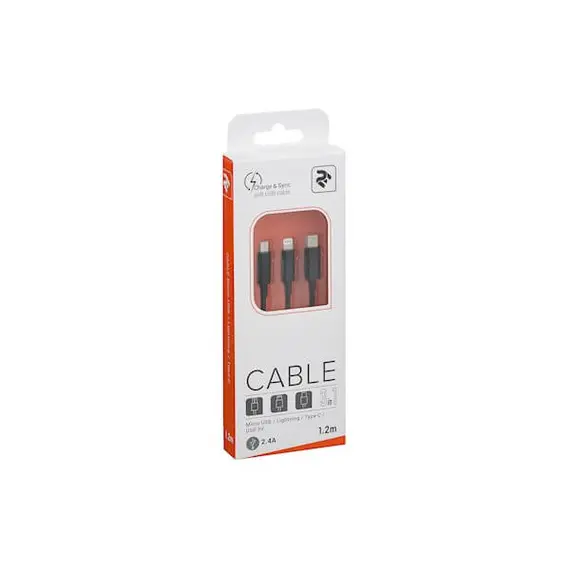 უსბ კაბელი 2E USB 3 in 1 Micro/Lightning/Type C, 5V/2.4A, Black,1.2m, 4 image - TechMall.geუსბ კაბელი 2E USB 3 in 1 Micro/Lightning/Type C, 5V/2.4A, Black,1.2m, 4 image - TechMall.ge ,უსბ კაბელი 2E USB 3 in 1 Micro/Lightning/Type C, 5V/2.4A, Black,1.2m, 4 image - TechMall.ge