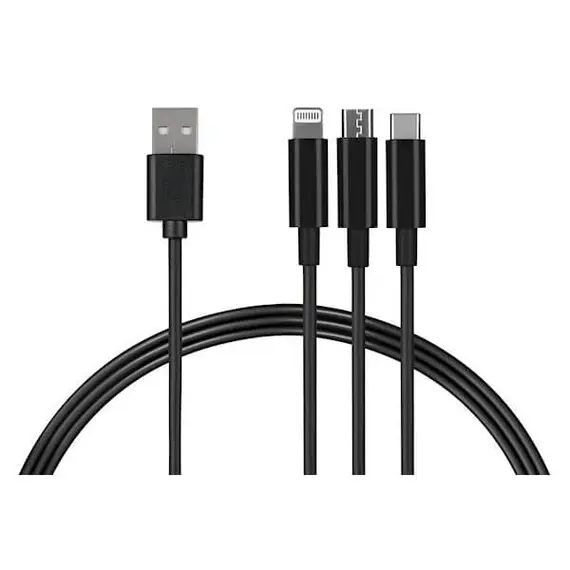 უსბ კაბელი 2E USB 3 in 1 Micro/Lightning/Type C, 5V/2.4A, Black,1.2m, 3 image - TechMall.geუსბ კაბელი 2E USB 3 in 1 Micro/Lightning/Type C, 5V/2.4A, Black,1.2m, 3 image - TechMall.ge ,უსბ კაბელი 2E USB 3 in 1 Micro/Lightning/Type C, 5V/2.4A, Black,1.2m, 3 image - TechMall.ge