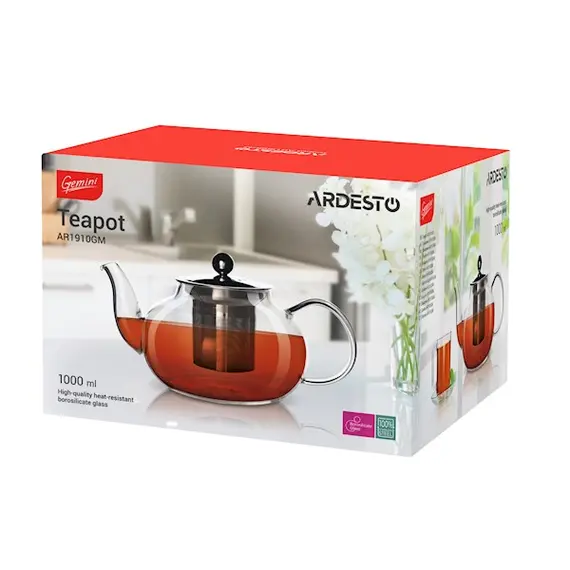 ჩაის დასაყნებელი Ardesto Tea pot Gemini 800 ml borosilicate glass, 2 image - TechMall.geჩაის დასაყნებელი Ardesto Tea pot Gemini 800 ml borosilicate glass, 2 image - TechMall.ge ,ჩაის დასაყნებელი Ardesto Tea pot Gemini 800 ml borosilicate glass, 2 image - TechMall.ge