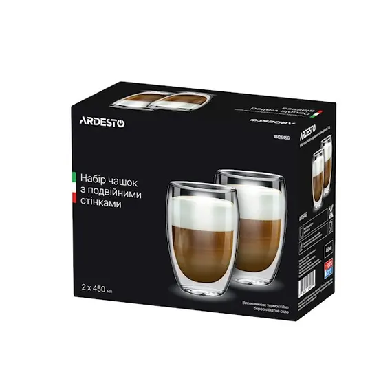ჭიქები ARDESTO Double wall borosilicate glass mug set Ardesto 450 ml 2 pcs, 2 image - TechMall.geჭიქები ARDESTO Double wall borosilicate glass mug set Ardesto 450 ml 2 pcs, 2 image - TechMall.ge ,ჭიქები ARDESTO Double wall borosilicate glass mug set Ardesto 450 ml 2 pcs, 2 image - TechMall.ge