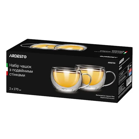 ჭიქები Ardesto Double wall borosilicate glass mug set 270 ml 2 pcs, 2 image - TechMall.geჭიქები Ardesto Double wall borosilicate glass mug set 270 ml 2 pcs, 2 image - TechMall.ge ,ჭიქები Ardesto Double wall borosilicate glass mug set 270 ml 2 pcs, 2 image - TechMall.ge