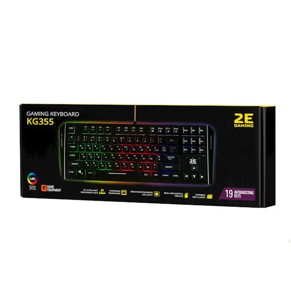კლავიატურა 2E KG355 LED, USB, Wired, Gaming Keyboard Black, 2 image - TechMall.geკლავიატურა 2E KG355 LED, USB, Wired, Gaming Keyboard Black, 2 image - TechMall.ge ,კლავიატურა 2E KG355 LED, USB, Wired, Gaming Keyboard Black, 2 image - TechMall.ge