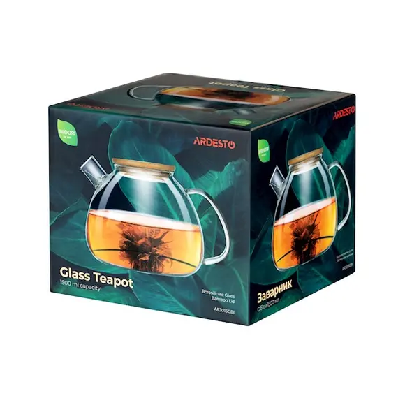 ჩაის დასაყნებელი Ardesto AR3015GBI Tea pot Midori, 1500 ml, Borosilicate glass, 2 image - TechMall.geჩაის დასაყნებელი Ardesto AR3015GBI Tea pot Midori, 1500 ml, Borosilicate glass, 2 image - TechMall.ge ,ჩაის დასაყნებელი Ardesto AR3015GBI Tea pot Midori, 1500 ml, Borosilicate glass, 2 image - TechMall.ge