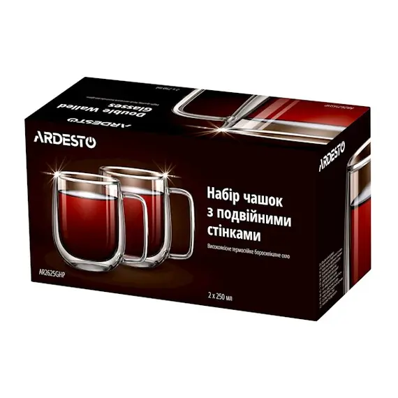ჭიქების ნაკრები Ardesto AR2625GHP 250ml, 2 pcs Double Wall Borosilicate Glass Mug Set With Handles, 2 image - TechMall.geჭიქების ნაკრები Ardesto AR2625GHP 250ml, 2 pcs Double Wall Borosilicate Glass Mug Set With Handles, 2 image - TechMall.ge ,ჭიქების ნაკრები Ardesto AR2625GHP 250ml, 2 pcs Double Wall Borosilicate Glass Mug Set With Handles, 2 image - TechMall.ge