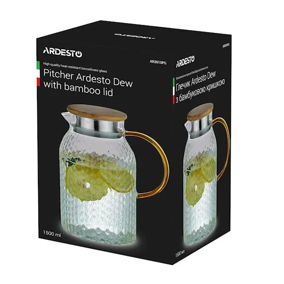 დოქი Ardesto AR2615PG 1500ml, Pitcher Dew With Bamboo Lid, 2 image - TechMall.geდოქი Ardesto AR2615PG 1500ml, Pitcher Dew With Bamboo Lid, 2 image - TechMall.ge ,დოქი Ardesto AR2615PG 1500ml, Pitcher Dew With Bamboo Lid, 2 image - TechMall.ge
