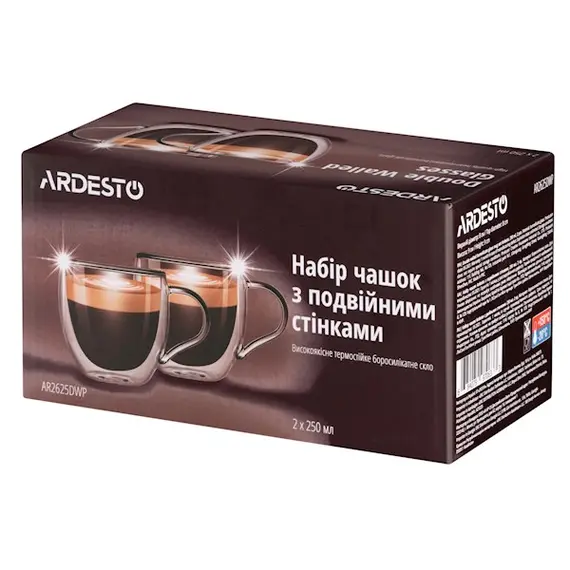 ჭიქების ნაკრები Ardesto AR2625DWP 250ml, 2 pcs Double Wall Borosilicate Glass Mug Set With Handles, 2 image - TechMall.geჭიქების ნაკრები Ardesto AR2625DWP 250ml, 2 pcs Double Wall Borosilicate Glass Mug Set With Handles, 2 image - TechMall.ge ,ჭიქების ნაკრები Ardesto AR2625DWP 250ml, 2 pcs Double Wall Borosilicate Glass Mug Set With Handles, 2 image - TechMall.ge