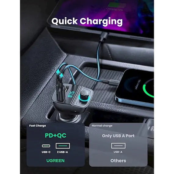 მობილურის დამტენი UGREEN CD229 (80910) Bluetooth Car Charger BT5.0, PD, QC3.0, USB Flash Drive, TF, Black, 5 image - TechMall.geმობილურის დამტენი UGREEN CD229 (80910) Bluetooth Car Charger BT5.0, PD, QC3.0, USB Flash Drive, TF, Black, 5 image - TechMall.ge ,მობილურის დამტენი UGREEN CD229 (80910) Bluetooth Car Charger BT5.0, PD, QC3.0, USB Flash Drive, TF, Black, 5 image - TechMall.ge