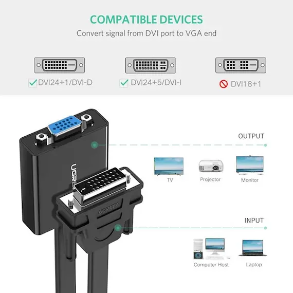 ვიდეო ადაპტერი UGREEN MM108 (40259) 1080P Active DVI-D 24+1 to VGA Adapter DVI to VGA, 3 image - TechMall.geვიდეო ადაპტერი UGREEN MM108 (40259) 1080P Active DVI-D 24+1 to VGA Adapter DVI to VGA, 3 image - TechMall.ge ,ვიდეო ადაპტერი UGREEN MM108 (40259) 1080P Active DVI-D 24+1 to VGA Adapter DVI to VGA, 3 image - TechMall.ge