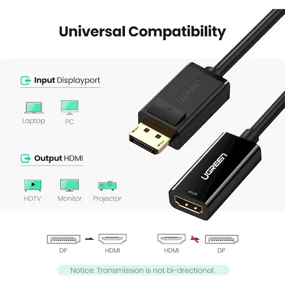 ადაპტერი UGREEN MM137 (40363) DisplayPort to HDMI Female Converter 4K*2K 25cm (Black), 4 image - TechMall.geადაპტერი UGREEN MM137 (40363) DisplayPort to HDMI Female Converter 4K*2K 25cm (Black), 4 image - TechMall.ge ,ადაპტერი UGREEN MM137 (40363) DisplayPort to HDMI Female Converter 4K*2K 25cm (Black), 4 image - TechMall.ge