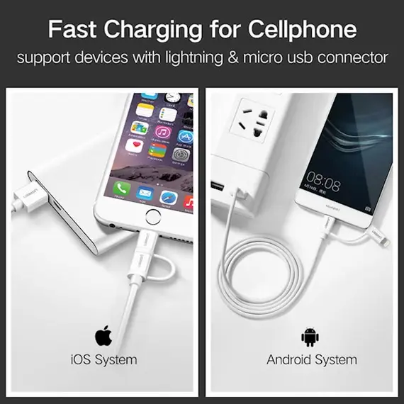 USB კაბელი UGREEN US178 (20876) USB 2.0 to Micro USB+Lightning (2 in 1) Data Cable 1M, 3 image - TechMall.geUSB კაბელი UGREEN US178 (20876) USB 2.0 to Micro USB+Lightning (2 in 1) Data Cable 1M, 3 image - TechMall.ge ,USB კაბელი UGREEN US178 (20876) USB 2.0 to Micro USB+Lightning (2 in 1) Data Cable 1M, 3 image - TechMall.ge