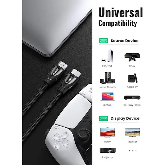 HDMI კაბელი UGREEN HDMI Male to HDMI Male Cable with Braided 2m, 2 image - TechMall.geHDMI კაბელი UGREEN HDMI Male to HDMI Male Cable with Braided 2m, 2 image - TechMall.ge ,HDMI კაბელი UGREEN HDMI Male to HDMI Male Cable with Braided 2m, 2 image - TechMall.ge