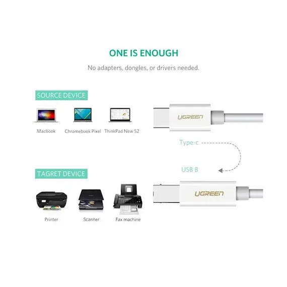 პრინტერის კაბელი UGREEN US241 (40417) USB Type C to USB-B Cable White 1.5M, 3 image - TechMall.geპრინტერის კაბელი UGREEN US241 (40417) USB Type C to USB-B Cable White 1.5M, 3 image - TechMall.ge ,პრინტერის კაბელი UGREEN US241 (40417) USB Type C to USB-B Cable White 1.5M, 3 image - TechMall.ge
