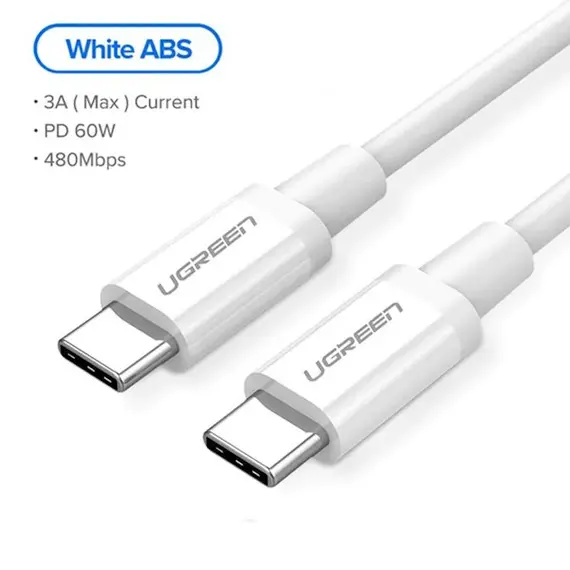 USB კაბელი UGREEN 60518 USB 2.0 C M/M ABS Cover 1m (White), 2 image - TechMall.geUSB კაბელი UGREEN 60518 USB 2.0 C M/M ABS Cover 1m (White), 2 image - TechMall.ge ,USB კაბელი UGREEN 60518 USB 2.0 C M/M ABS Cover 1m (White), 2 image - TechMall.ge