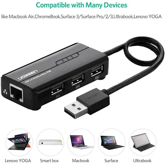 ქსელის ბარათი UGREEN 20264 USB 2.0 10/100Mbps USB to Lan + 3Port USB HUB Network Adapter, 5 image - TechMall.geქსელის ბარათი UGREEN 20264 USB 2.0 10/100Mbps USB to Lan + 3Port USB HUB Network Adapter, 5 image - TechMall.ge ,ქსელის ბარათი UGREEN 20264 USB 2.0 10/100Mbps USB to Lan + 3Port USB HUB Network Adapter, 5 image - TechMall.ge