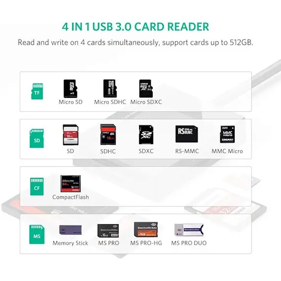 ბარათის წამკითხველი UGREEN CR125 (30333) USB 3.0 All-in-One Card Reader 0.5M, 2 image - TechMall.geბარათის წამკითხველი UGREEN CR125 (30333) USB 3.0 All-in-One Card Reader 0.5M, 2 image - TechMall.ge ,ბარათის წამკითხველი UGREEN CR125 (30333) USB 3.0 All-in-One Card Reader 0.5M, 2 image - TechMall.ge