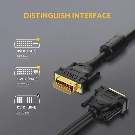 DVI კაბელი UGREEN DV101 (11604) DVI-D 24+1 Male to Male Dual Link Video Cable, 2m, Black, 2 image - TechMall.geDVI კაბელი UGREEN DV101 (11604) DVI-D 24+1 Male to Male Dual Link Video Cable, 2m, Black, 2 image - TechMall.ge ,DVI კაბელი UGREEN DV101 (11604) DVI-D 24+1 Male to Male Dual Link Video Cable, 2m, Black, 2 image - TechMall.ge