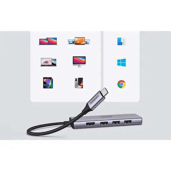 USB-C ჰაბი UGREEN CM511 (60384), 5-in-1 Adapter, USB-C Hub to 3xUSB3.0, HDMI, TF/SD, Gray, 3 image - TechMall.geUSB-C ჰაბი UGREEN CM511 (60384), 5-in-1 Adapter, USB-C Hub to 3xUSB3.0, HDMI, TF/SD, Gray, 3 image - TechMall.ge ,USB-C ჰაბი UGREEN CM511 (60384), 5-in-1 Adapter, USB-C Hub to 3xUSB3.0, HDMI, TF/SD, Gray, 3 image - TechMall.ge